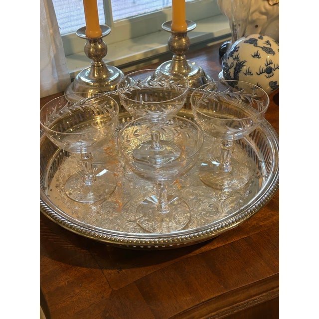 English Mid 20th Century Fostoria “Holly Clear” Coupes or Low Sherbets - A Set of 4 For Sale - Image 3 of 6