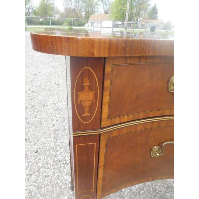 Brown Gorgeous Monumental Hickory Chair Company Inlaid Satinwood Federalist Buffet For Sale - Image 8 of 10