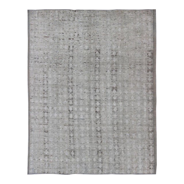 Casual Modern Design Rug by Keivan Woven Arts, Light Green, 9'7 X 12' For Sale