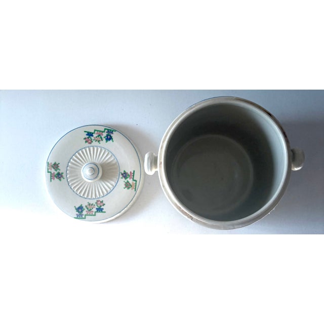 Ceramic 1940’s Trompe L’oeil Needlepoint Japanese Ceramic Biscuit Jar For Sale - Image 7 of 9