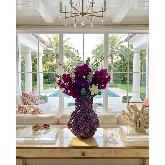 Vintage Italian Hand-Applied Floral Ceramic Vase For Sale - Image 10 of 12