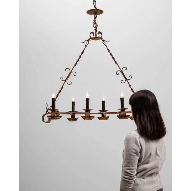 Metal 20th Century French Gothic Revival Metal Torch Chandelier For Sale - Image 7 of 18