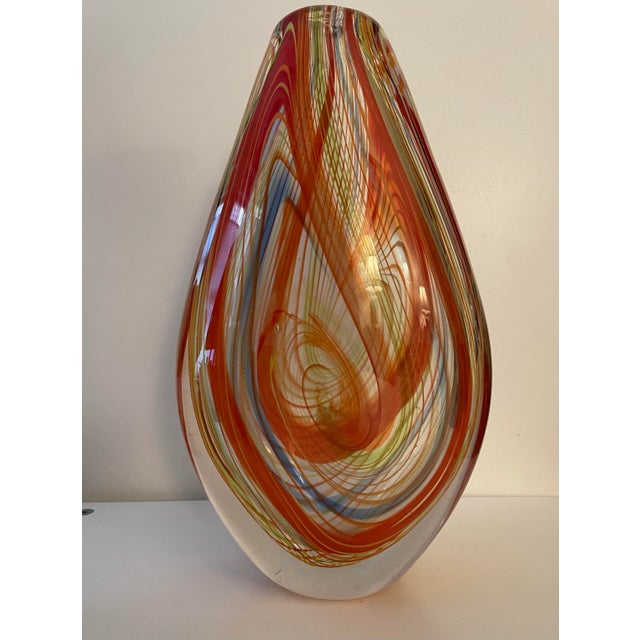 1950s Mid-Century Murano Teardrop Vase With Atomic Swirl For Sale - Image 5 of 7