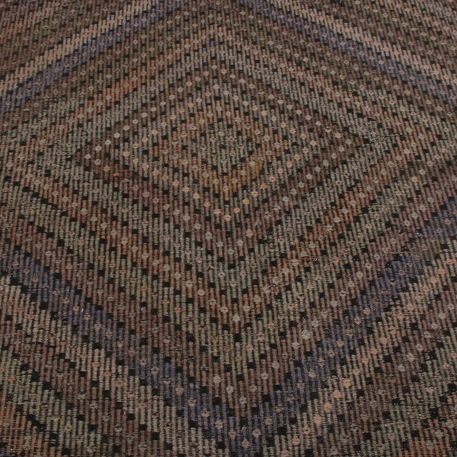 Rug & Kilim Vintage Mid-Century Geometric Beige Brown and Blue Wool Kilim Rug For Sale - Image 4 of 5