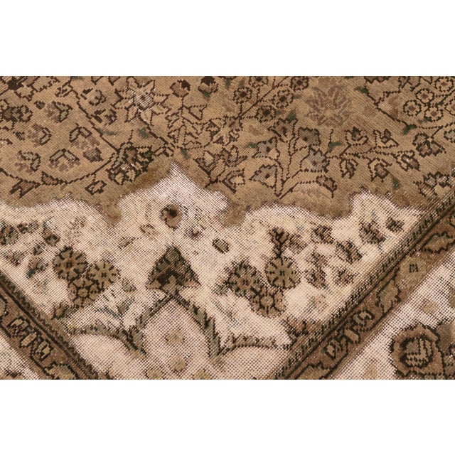1980s No Pile Persian Tan/Charcoal Wool Rug - 6'11'' X 9'9'' For Sale - Image 5 of 10