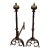 Very Large Antique 19th Century French Baroque Wrought Iron and Bronze Andirons With Gothic Tudor Arch for Limestone Fireplace Mantel For Sale