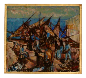 Lennart Andersson, Boats, 1959, Oil on Canvas, Framed