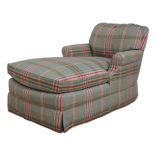 Jessica Charles Plaid Print Chaise Lounge For Sale