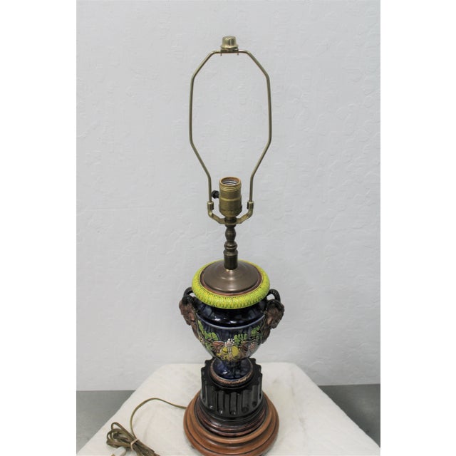 Italian Majolica Lamp For Sale - Image 4 of 8