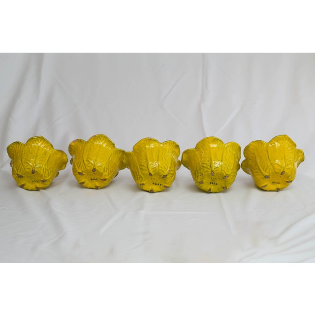 1950s Italian Majolica Yellow Cabbage Soup Tureens With Lids Glazed Terracotta – Set of 5 For Sale - Image 11 of 18