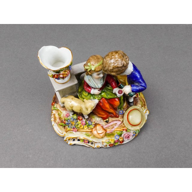 Mid 20th Century Mid 20th Century Von Schierholz Germany Boy & Girl With Lamb Porcelain Figurine 275 For Sale - Image 5 of 10