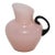 Antique Pink French Opaline Glass Pitcher, Applied Black Glass Handle For Sale