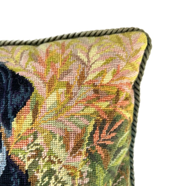 Vintage Needlepoint Black Labrador Retriever Pillow For Sale - Image 4 of 7