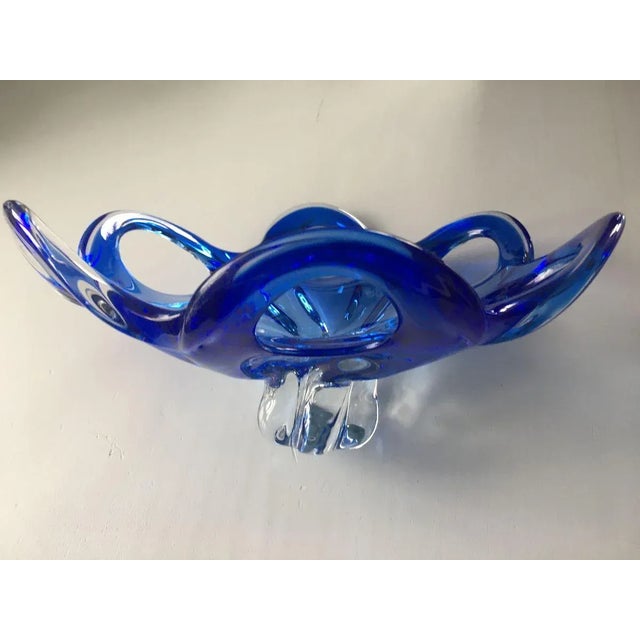Vintage Blue and White Murano Glass Bowl, 1950s For Sale - Image 3 of 18