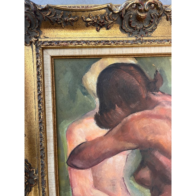 1940s 1946 Modernist Figural Oil Painting by Artist Wendell Abbott For Sale - Image 5 of 7