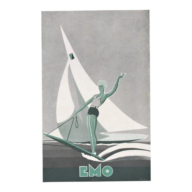 1932 Art Deco French Advertisement Print-Water Sports- Sailing, Water Boards, Bathing Suit For Sale