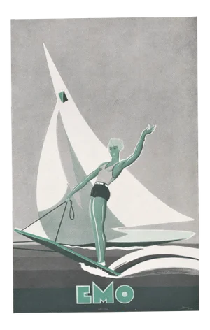 1932 Art Deco French Advertisement Print-Water Sports- Sailing, Water Boards, Bathing Suit