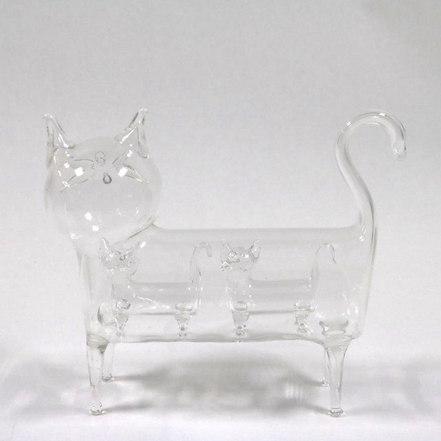 Mid-Century Vintage Hand Blown Art Glass Cat With 2 Kittens Inside Figurine For Sale - Image 13 of 13