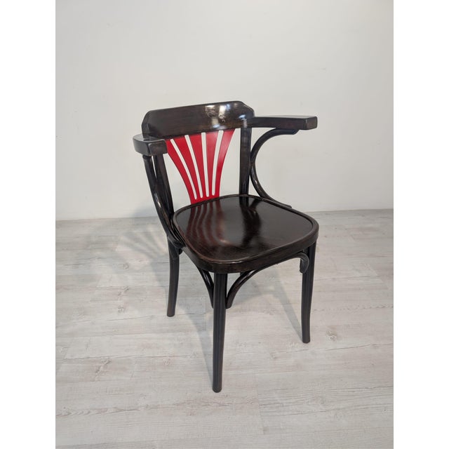 25 Armchair in Beech with Red Fan from Ton, 1965 For Sale - Image 14 of 14