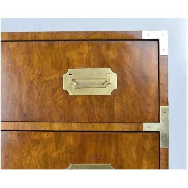 Wood Mid Century Highboy Campaign Dresser by Dixie Furniture For Sale - Image 7 of 12