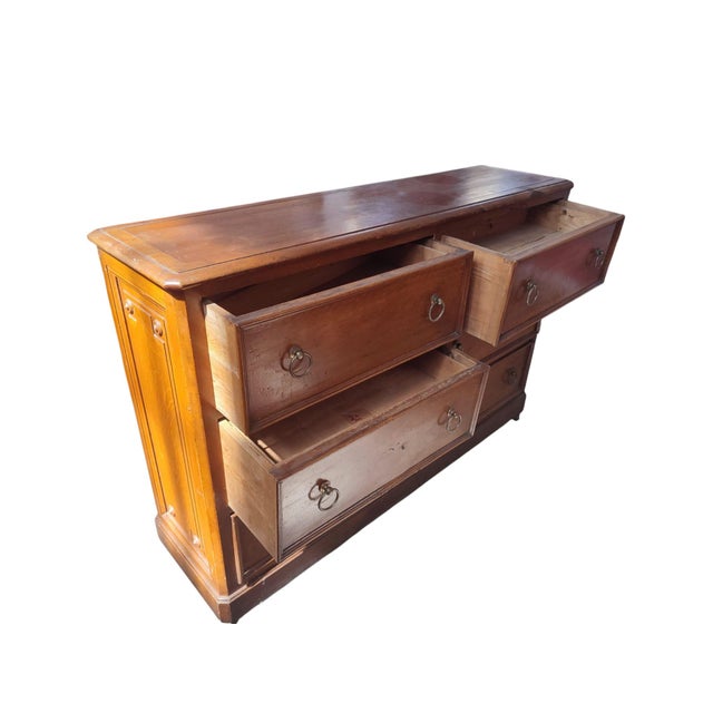 Late 19th Century Antique Larch Wood Haberdashery Counter with Wheels and Six Drawers, 1890 For Sale - Image 5 of 18