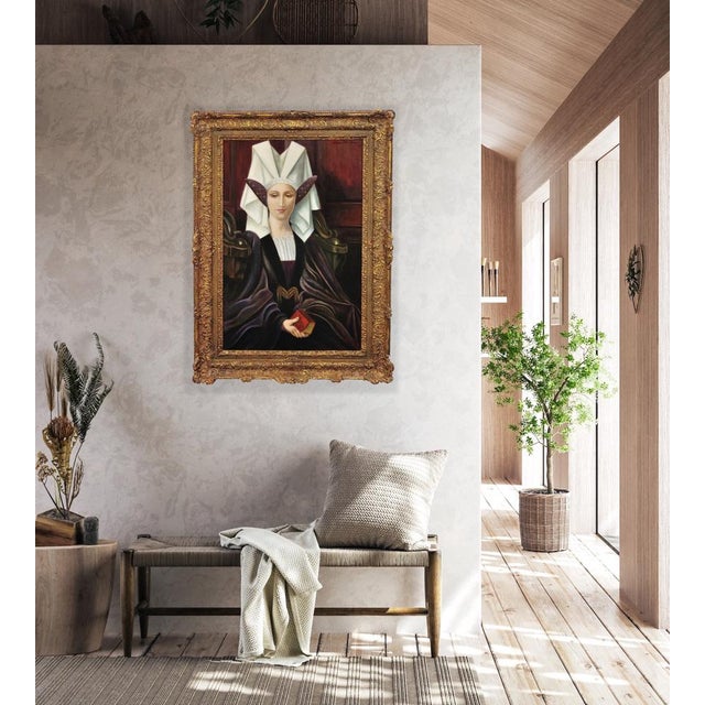 After Edgard Maxence, Liturgical Costume, 1910s, Oil on Canvas For Sale - Image 13 of 18