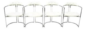 Mid 20th Century Vintage Daystrom Mid Century Modern Chrome White Vinyl Dining Chairs - Set of 4