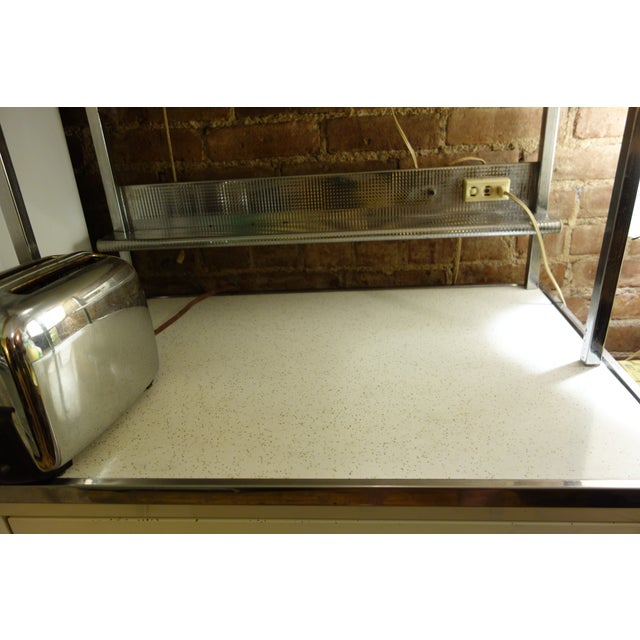 Vintage Kitchen 1950s Atomic MidCentury Modern White Metal Hutch