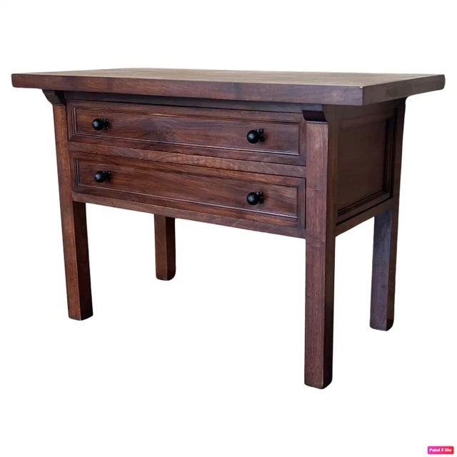 Spanish Nightstand or Side Table with 2 Drawers and Iron Hardware, 1890s For Sale - Image 11 of 11