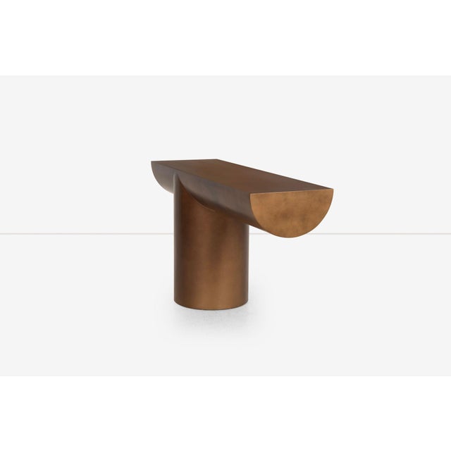 J. Wade Beam for Brueton "Tee" Console Table 1970's Striking asymmetrical cantilevered design with a Custom faux bronze...