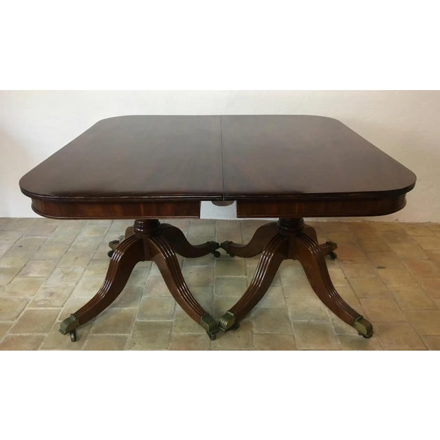 19th Century English Mahogany Double Pedestal Extending Dining Table For Sale - Image 11 of 11
