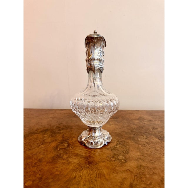 Antique Cut Glass and Silver Plate Claret Jug, 1900 For Sale - Image 4 of 6