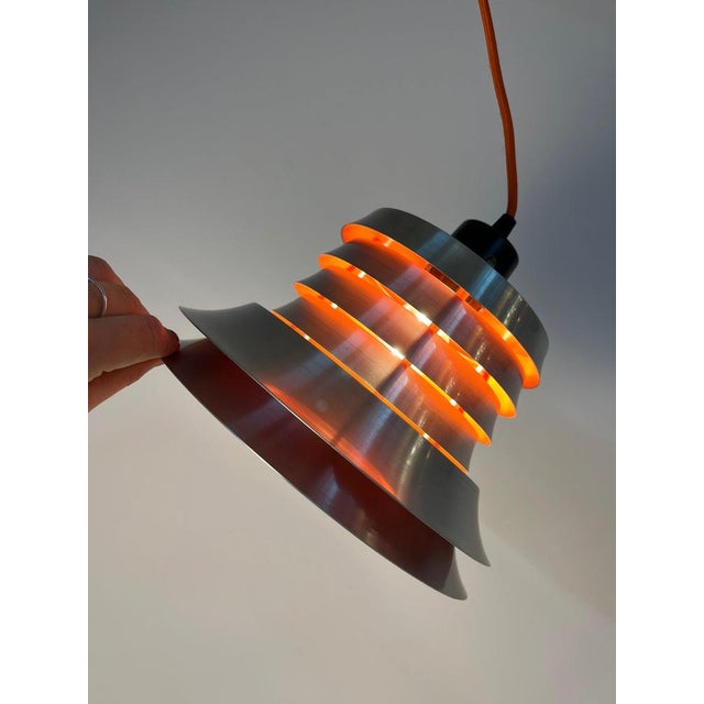 Silver-Orange Louvered Lamp by Carl Thore for Granhaga For Sale - Image 5 of 11
