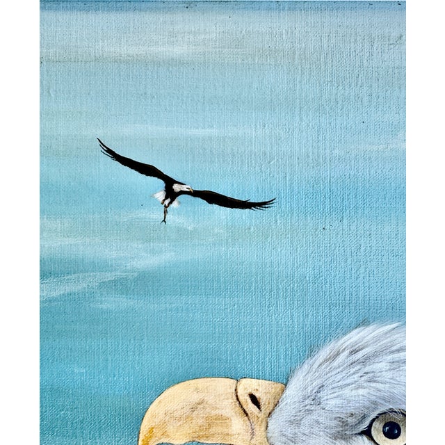 American Bald Eagle Framed Animal Art, Oil on Canvas Lynn Chase Signed 1980 For Sale - Image 11 of 15