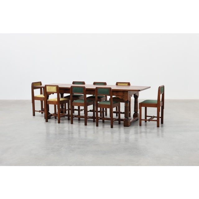 A handsome and substantial French oak refectory table dating from the late 19th century, circa 1880. Inspired by...