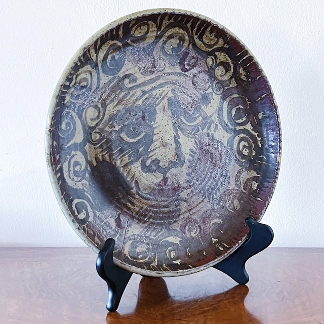 Antique Art Nouveau Ceramic Charger Plate Bowl With Glazed Portrait Face For Sale - Image 4 of 9