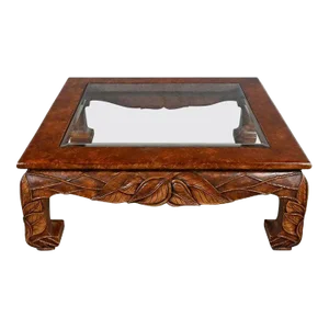 Vintage Chinoiserie Ming Style Chow Leg Carved Square Coffee Table by Casa Bique Ltd & Attr to Robert Marcius
