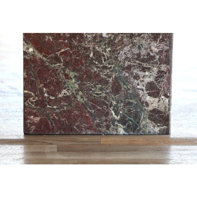 1970s 1970s Italian Postmodern Rosso Levanto Marble Dining Table | Monumental Modern Pedestal Table For Sale - Image 5 of 18
