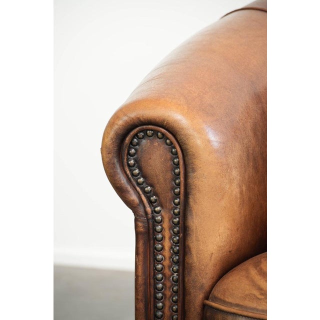 English-Style Club Chair in Sheepskin Leather For Sale - Image 10 of 14