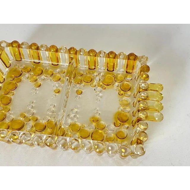 Ceramic Art Deco Glass Dish / Vide-Poche with Colored Glass Bubbles, France, 1940s For Sale - Image 7 of 9