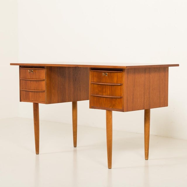 Brown Small Mid-Century Danish Teak Desk, 1960s For Sale - Image 8 of 15