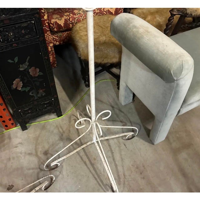 Metal Tall Vintage White Metal Standing Candelabra For Sale - Image 7 of 7