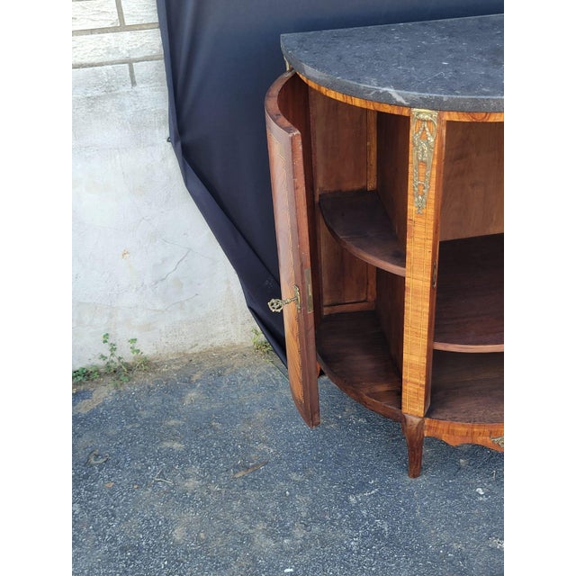 Brown 19th Century French Marble Top Cabinet Bar/Server Book Match Tulip Wood. For Sale - Image 8 of 18