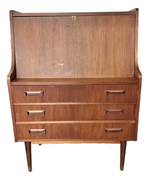1960s Mid Century Modern Danish Style Drop Down Desk