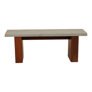 Mid Century Modern Style Slate Top Walnut Bench For Sale