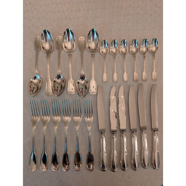 Late 20th Century Christofle "Chinon" Sterling Silver 4-Piece Place Settings, 6 Sets 24 Pieces For Sale - Image 13 of 18