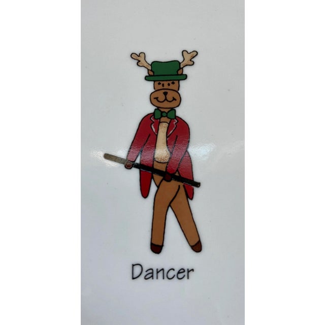 Whimsical Christmas Holiday Reindeer Dinnerware Plates - Set of 8 For Sale - Image 10 of 12