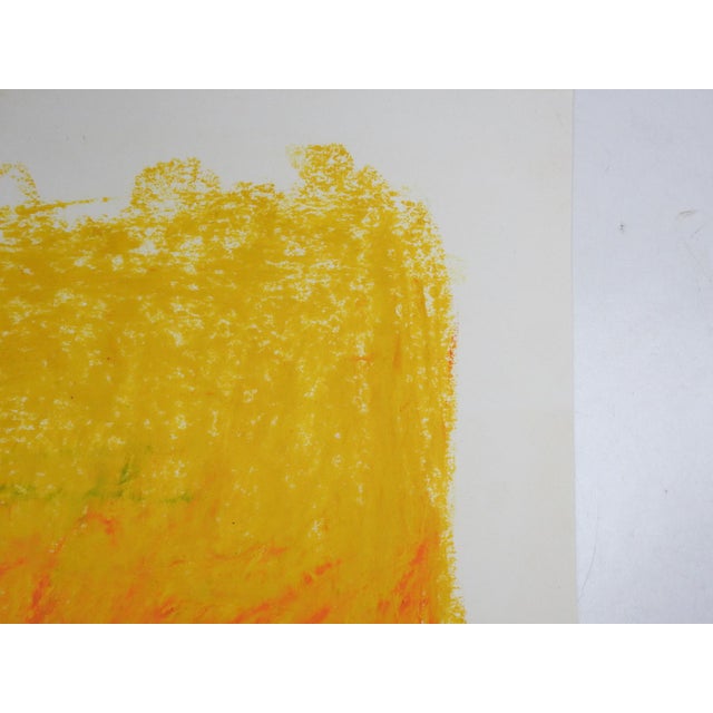 Vintage late 20th century oil pastel on paper abstract color block painting. Unsigned. Unframed, edge wear, some creasing...