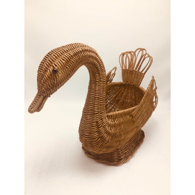 Vintage Wicker Swan Basket | Chairish