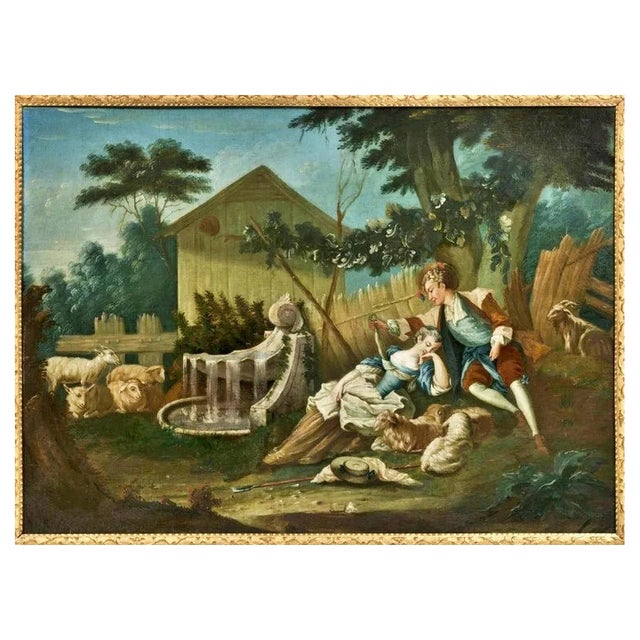 French School Artist, Gallant Scene, 18th Century, Oil on Canvas, Framed For Sale